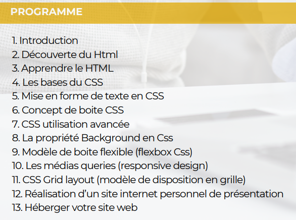 Programme formation HTML5 et CSS3 de Débutant à Expert Sister Concept Formation - Organisme de Formation Lozère