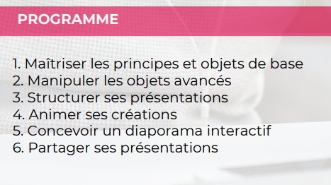 Programme formation Découvrir PowerPoint 2019 Sister Concept Formation - Organisme de Formation Lozère