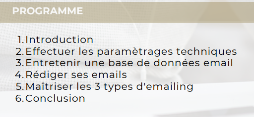 Programme formation Email marketing Sister Concept Formation - Organisme de Formation Lozère