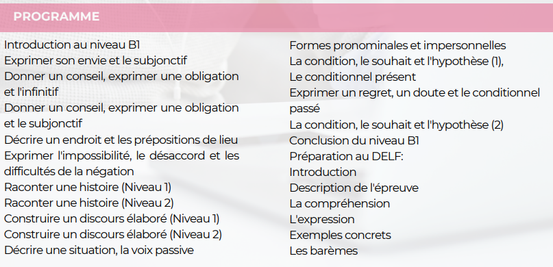 Programme formation Langue Française Etrangère (FLE) niveau B1 Sister Concept Formation - Organisme de Formation Lozère