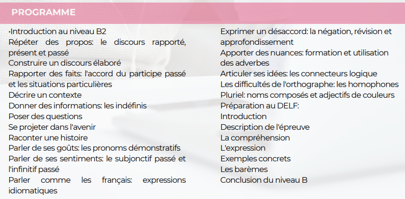 Programme formation Langue Française Etrangère (FLE) niveau B2 Sister Concept Formation - Organisme de Formation Lozère