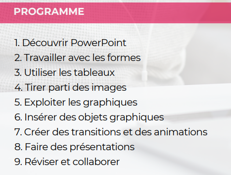 Programme formation L’essentiel de PowerPoint - version Office 365 Sister Concept Formation - Organisme de Formation Lozère
