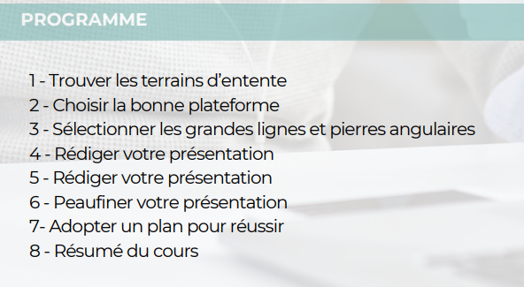 Programme formation Se présenter en 10 minutes Sister Concept Formation - Organisme de Formation Lozère